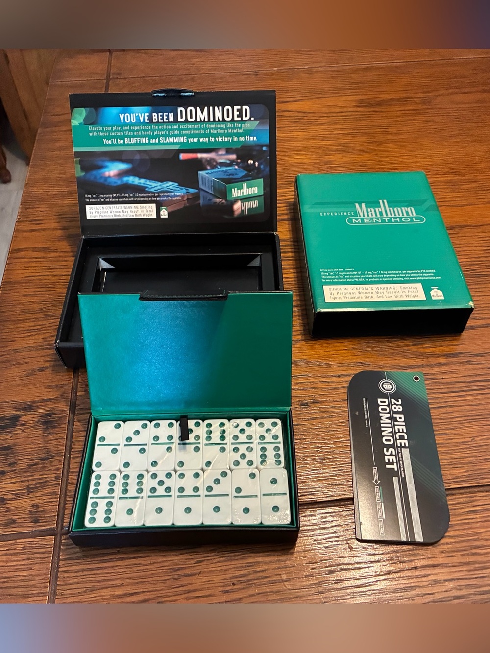 Green 28-Piece Domino Set by Marlboro menthol